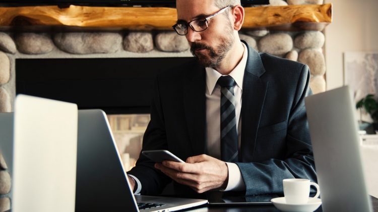 Crisis communications writer at desk